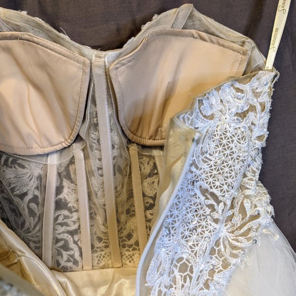 Strapless Wedding Dress with Tulle Slit Skirt - Picture 11 of 16